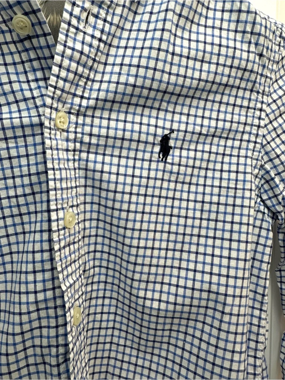 Ralph Lauren White and Blue Button-Down Dress Shirt